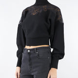 Maglia Dolcevita Nero con inserti in pizzo TP3406 6 TWIN SET 