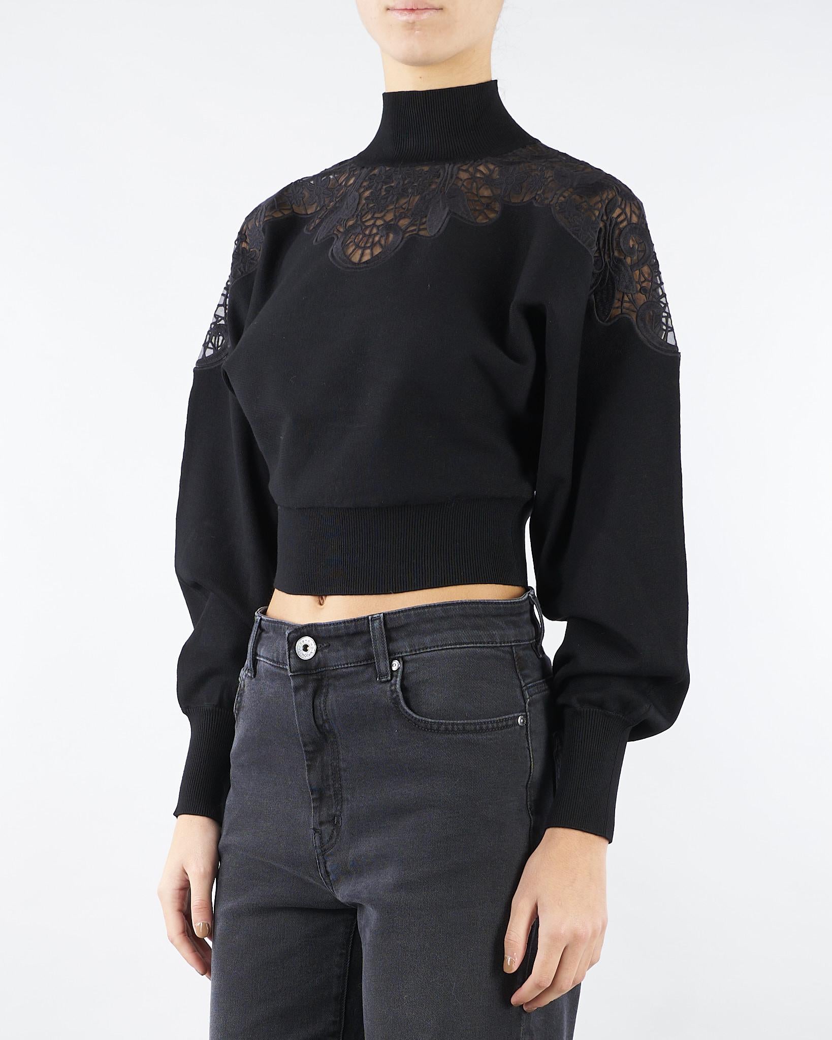 Maglia Dolcevita Nero con inserti in pizzo TP3406 6 TWIN SET 