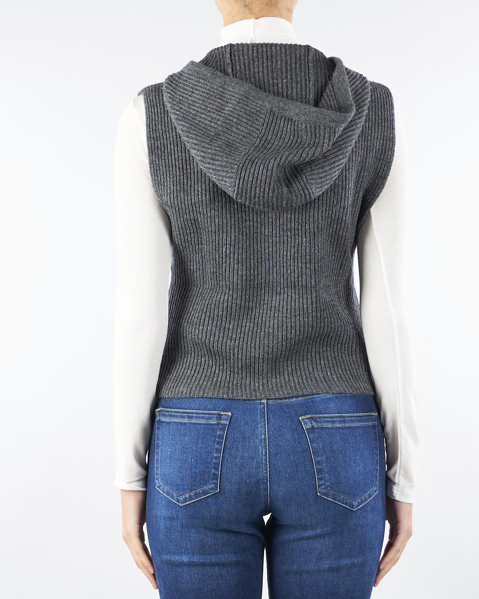 Gilet Antracite con cappuccio in lana e cachemire MESCAL 10 MAX MARA STUDIO 