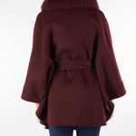 Cappotto Bordeaux in pura lana e cashmere con inserti in vera pelliccia AL407 85 ATELIER LEGORA 