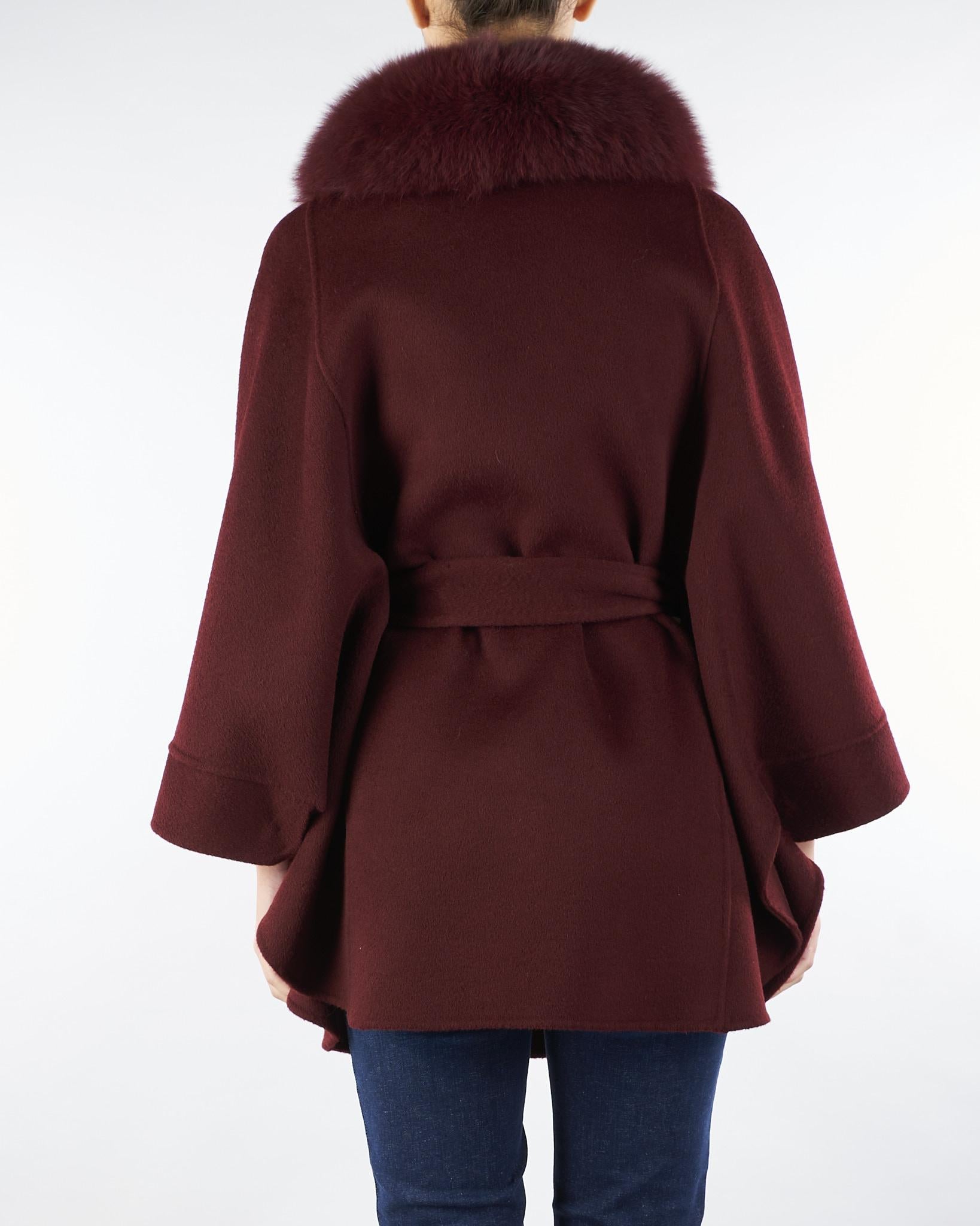 Cappotto Bordeaux in pura lana e cashmere con inserti in vera pelliccia AL407 85 ATELIER LEGORA 