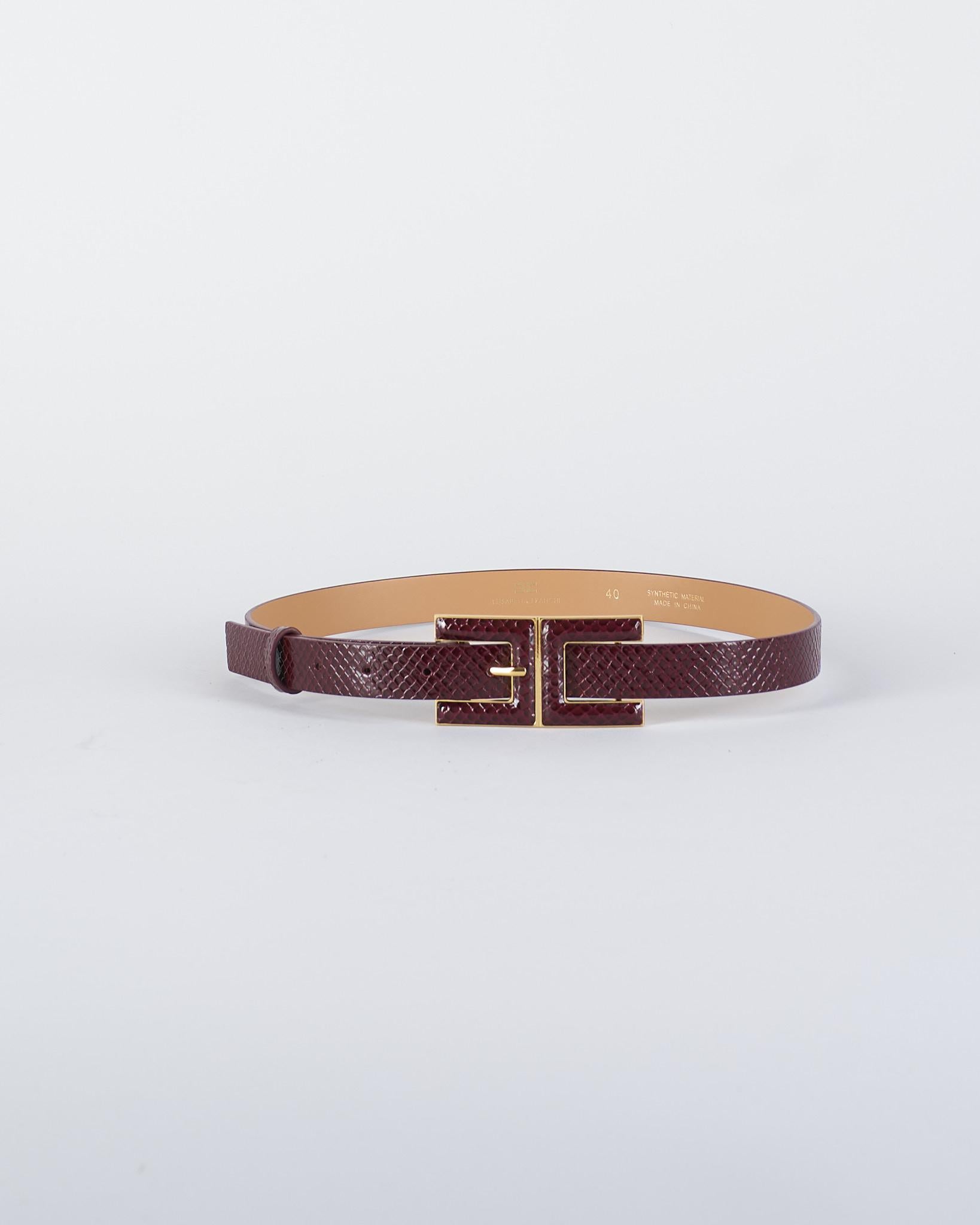 Cintura Merlot in pelle con fibbia logo CT58S57E2 EA4 ELISABETTA FRANCHI 