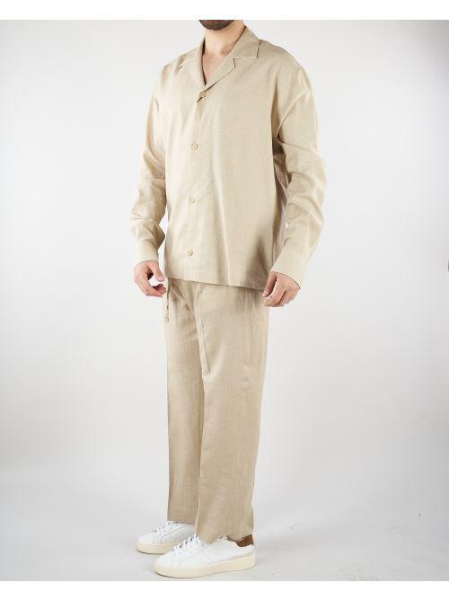Pantalone Beige in lino con elastico PA3702 25 I'M BRIAN 