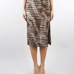 Gonna Cacao in jersey leggero con stampa alligatore GO14961E2 644 ELISABETTA FRANCHI 