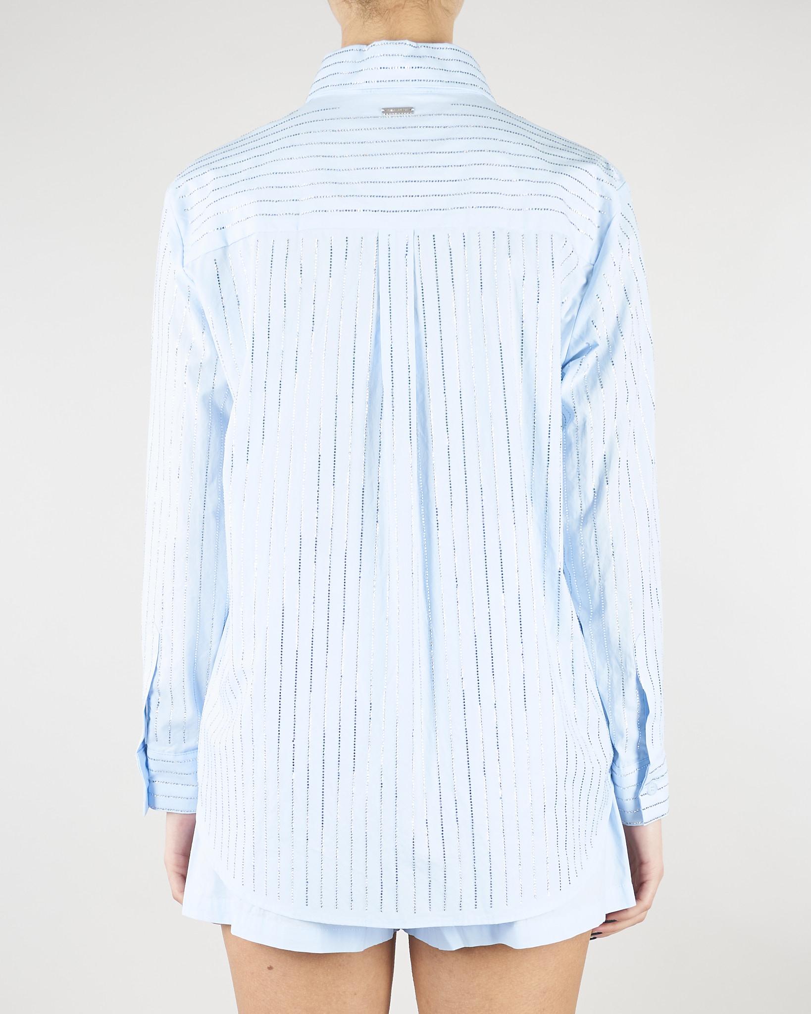 Camicia Celeste con strass all over NS227 40 NO SECRETS 