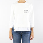 Maglia Avorio in felpa con dettagli in popeline MD00656E2 360 ELISABETTA FRANCHI 