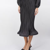 Gonna svasata in plissè stampa pois