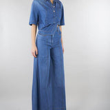 Jeans in Denim wide leg PAT0101C0400007 V0765 SIMONA CORSELLINI 