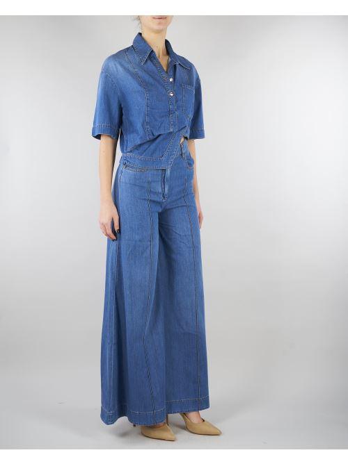 Jeans in Denim wide leg PAT0101C0400007 V0765 SIMONA CORSELLINI 