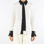 Camicia Milk-Nero in georgette con stampa bi-color CA10456E2 EF1 ELISABETTA FRANCHI 