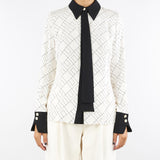 Camicia Milk-Nero in georgette con stampa bi-color CA10456E2 EF1 ELISABETTA FRANCHI 
