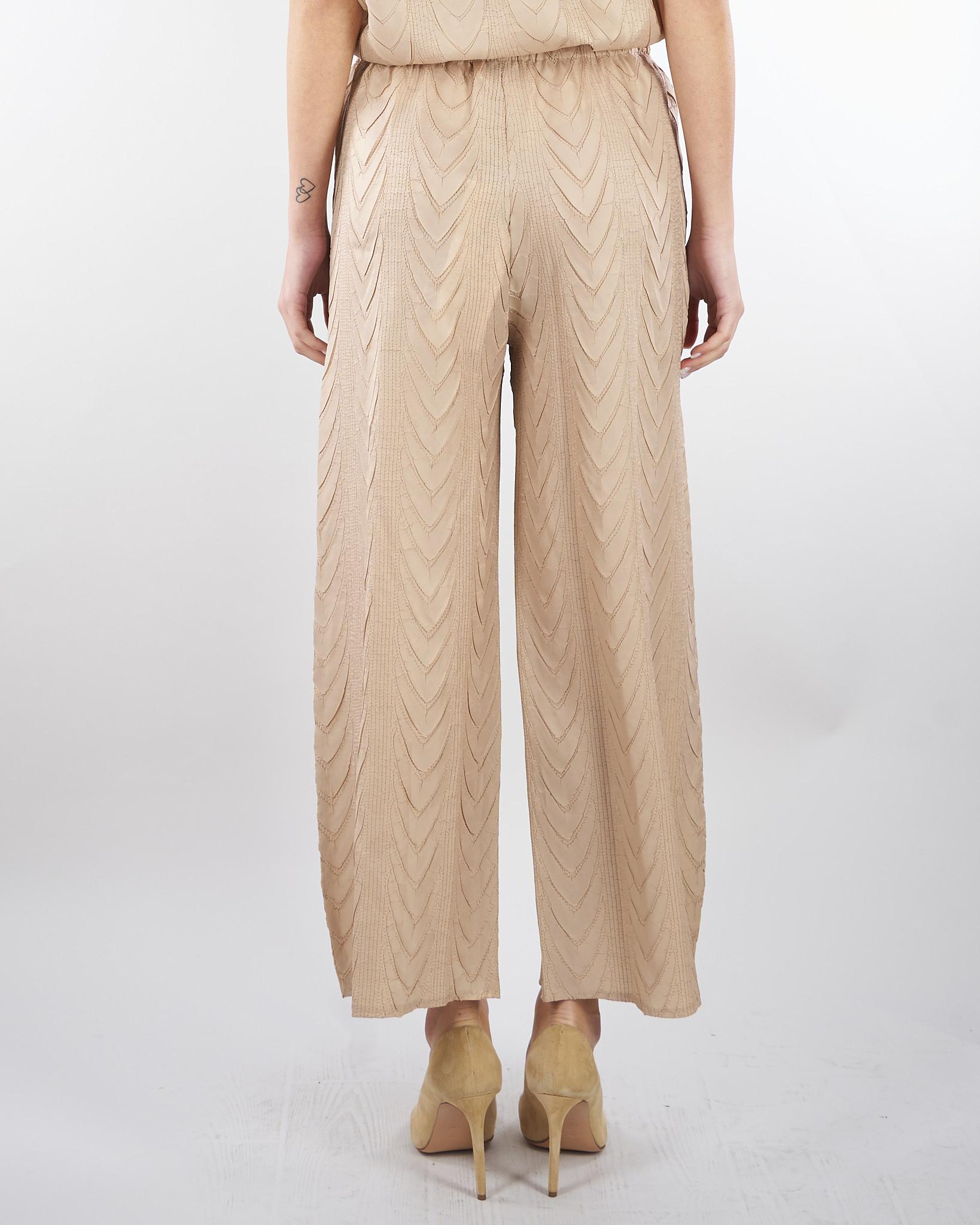 Pantalone Beige plissettato disegno treccia M6PY02 435 MEIMEIJ 