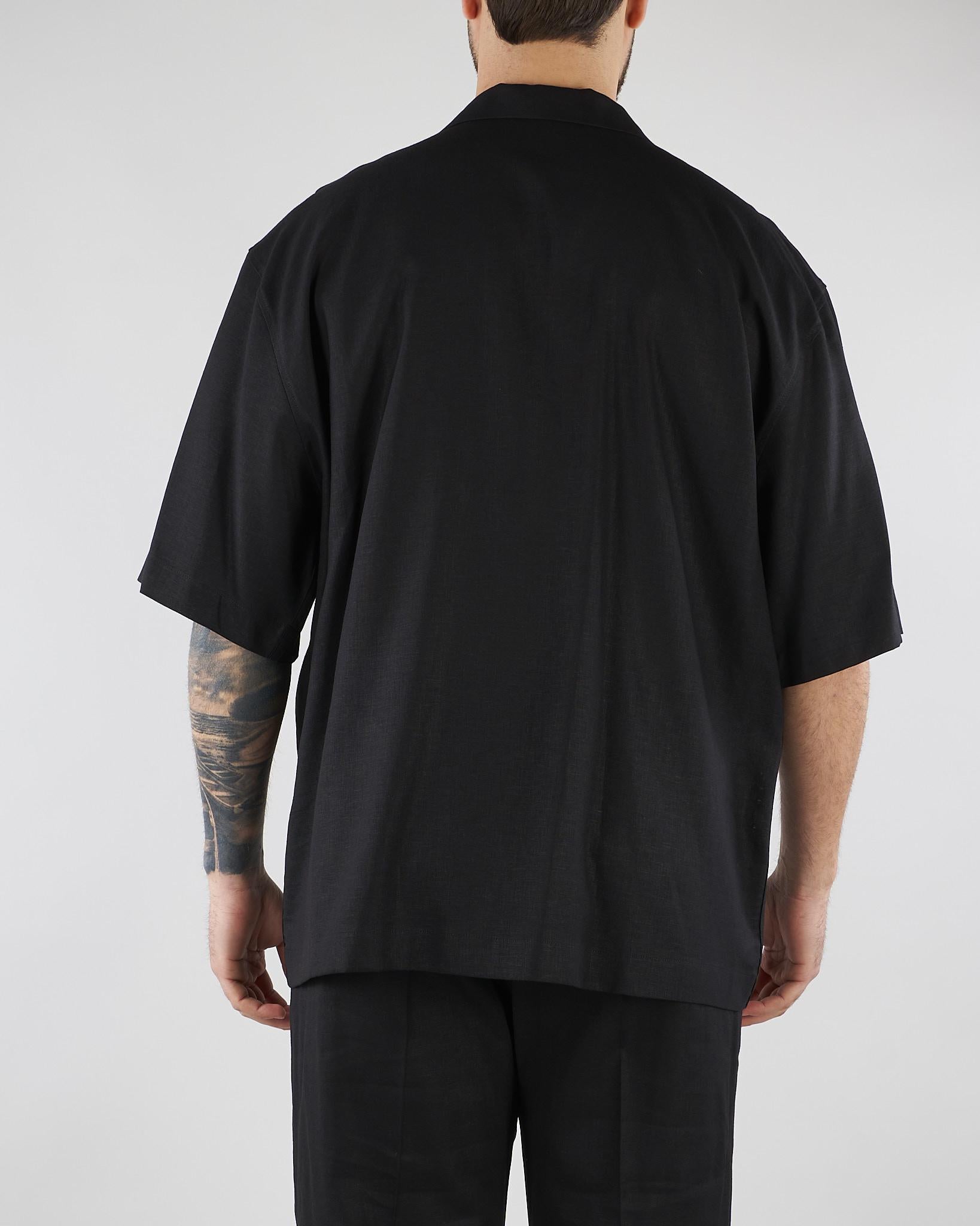 Camicia Nero in lino CA3637 9 I'M BRIAN 