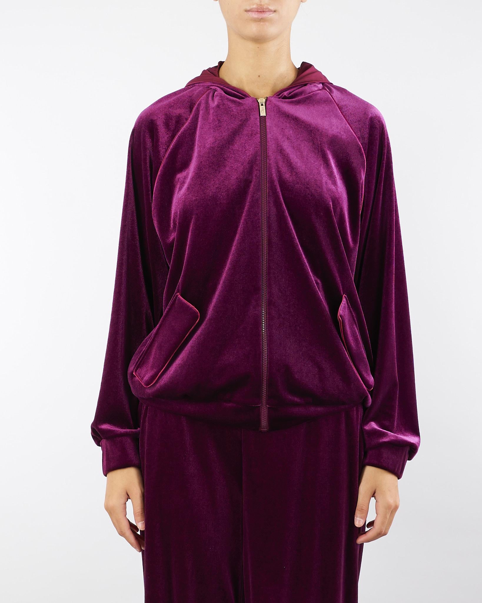 Felpa Bordeaux in velluto con cappuccio C5049679 12 CLIPS 