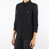 Camicia Nero in goergette di viscosa CA12256E2 110 ELISABETTA FRANCHI 