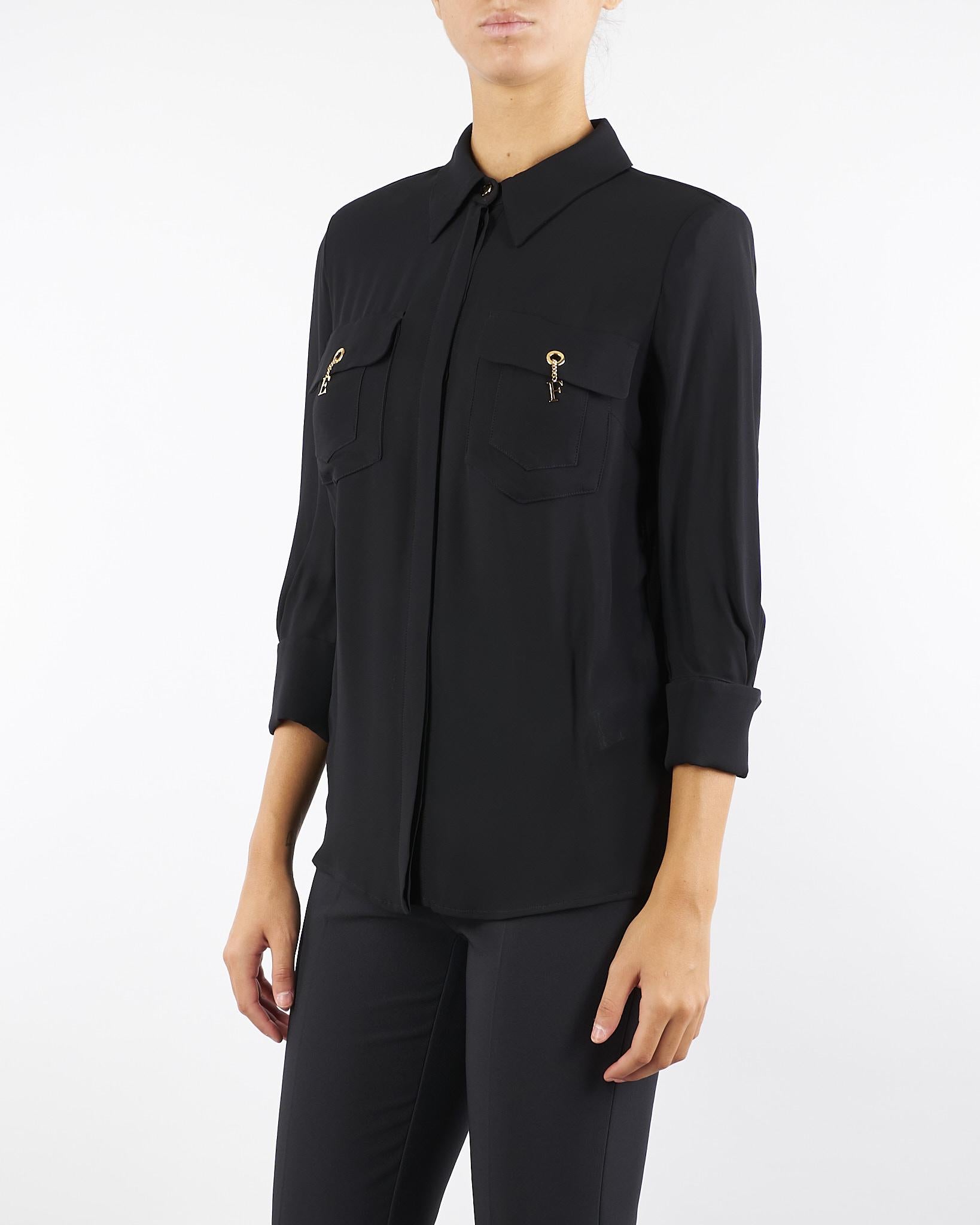 Camicia Nero in goergette di viscosa CA12256E2 110 ELISABETTA FRANCHI 