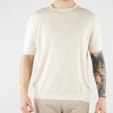 Maglia Beige in puro lino e cotone B9AB0030 417 AMARANTO 