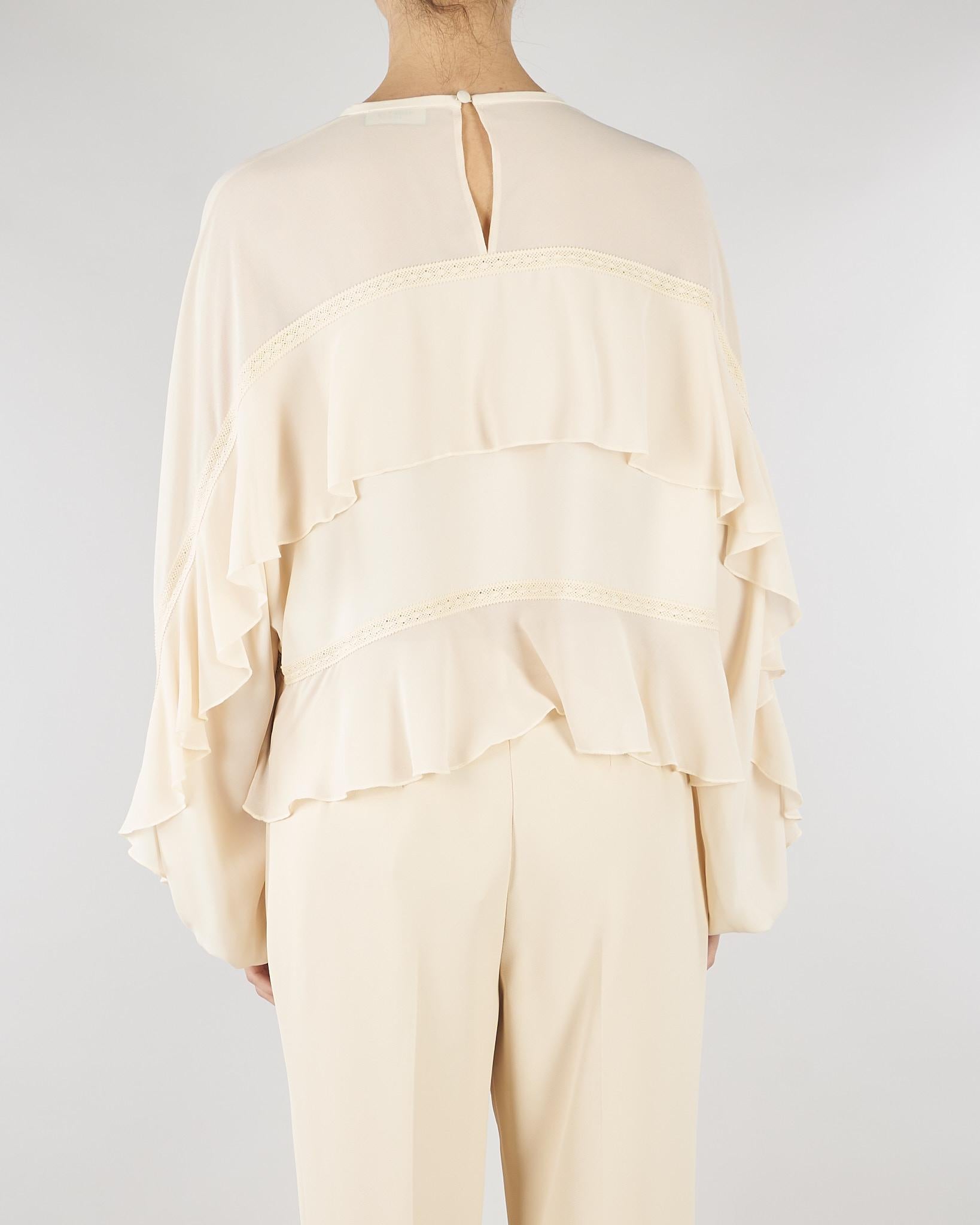 Blusa Fuji crema con balze FUJI 690 NENETTE 