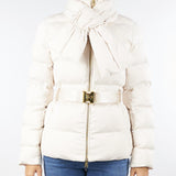 Piumino Milk in tessuto vela jacquard con cintura PI83D56E2 DZ9 ELISABETTA FRANCHI 