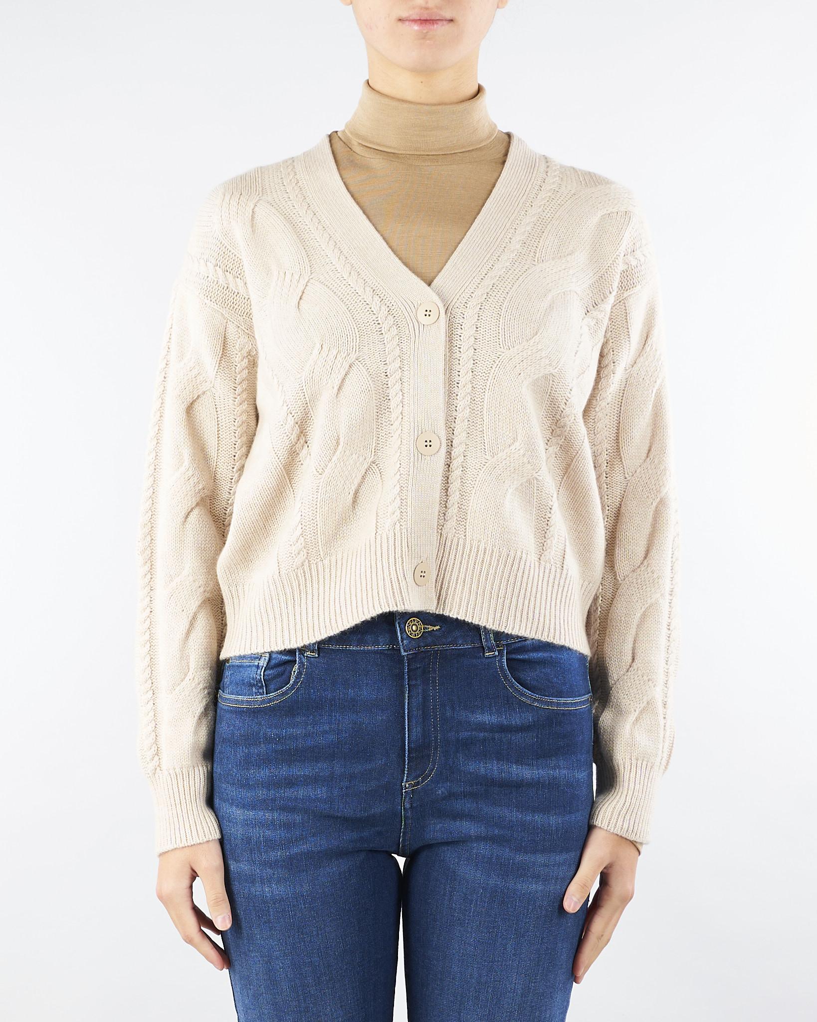 Cardigan Beige in lana e cachemire a trecce ALADINO 2 MAX MARA STUDIO 