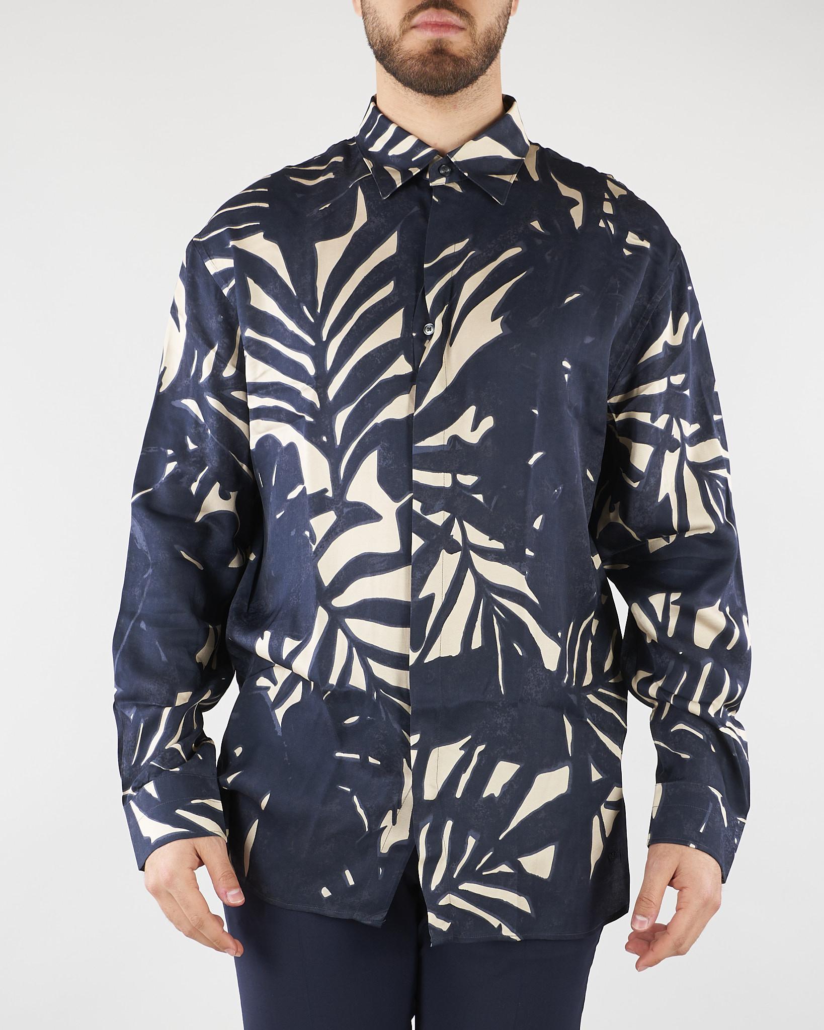Camicia in viscosa con stampa all over Relaxed fit EM005762AF13285 F1047 EMPORIO ARMANI 