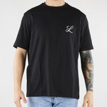T-shirt Nero in jersey di cotone con ricamo logo Relaxed fit LT26009 D001 LOW BRAND 