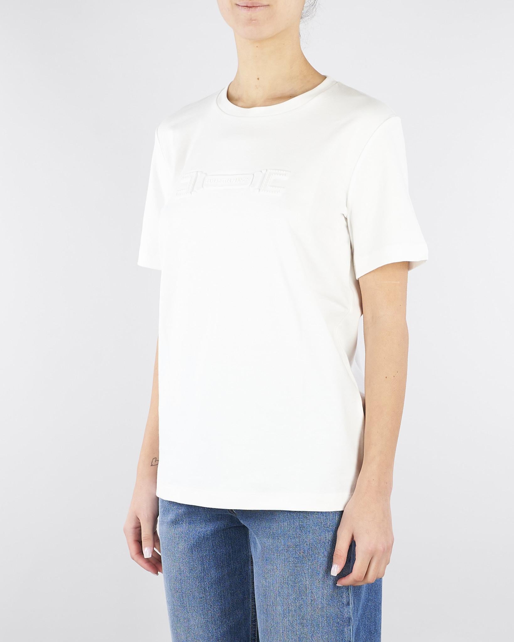 T-shirt Gesso con ricamo logo MA68P61E2 270 ELISABETTA FRANCHI 