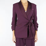 Blazer Bordeaux con chiusura laterale e rever in satin JBF1KHX 85 IMPERIAL 