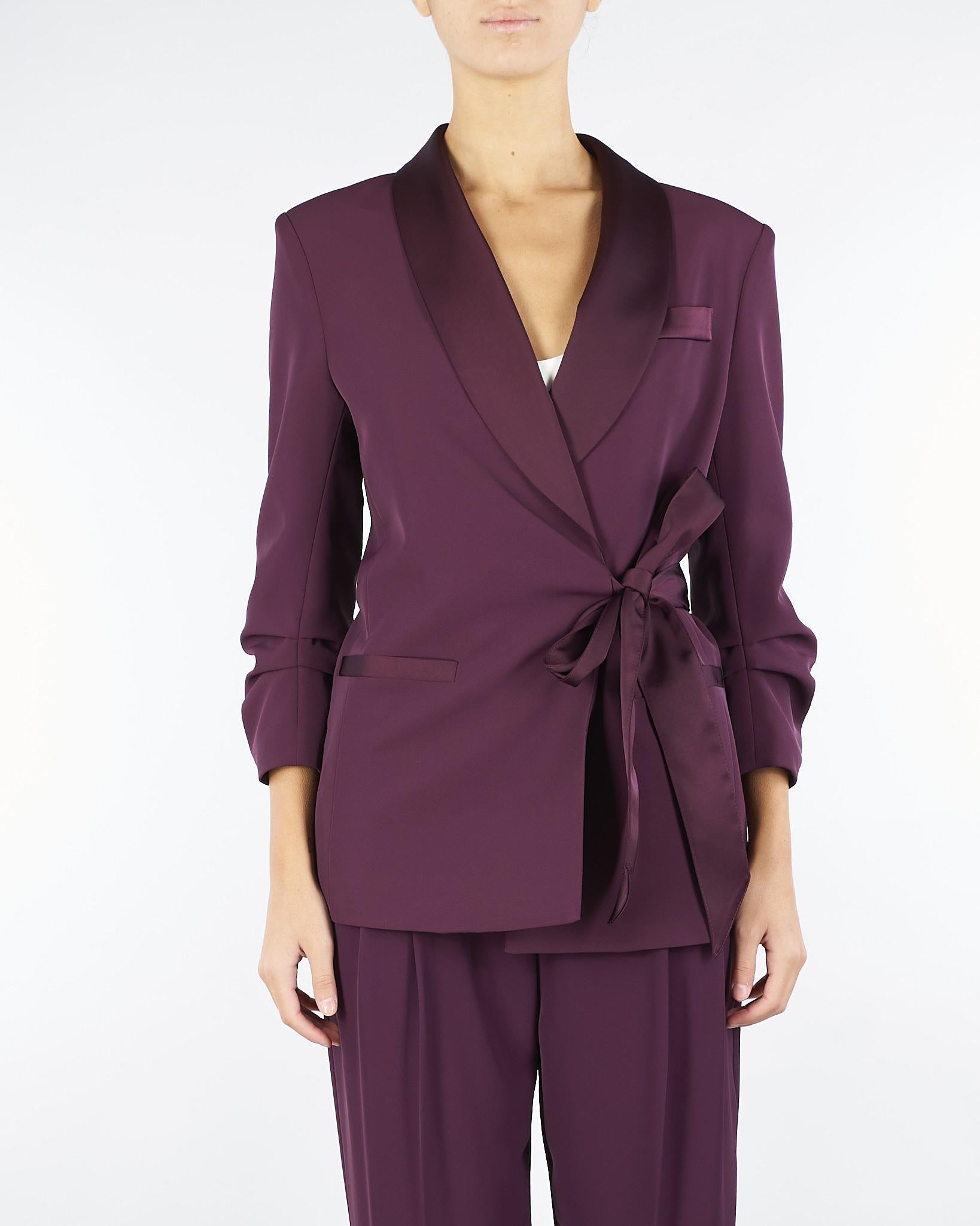 Blazer Bordeaux con chiusura laterale e rever in satin JBF1KHX 85 IMPERIAL 
