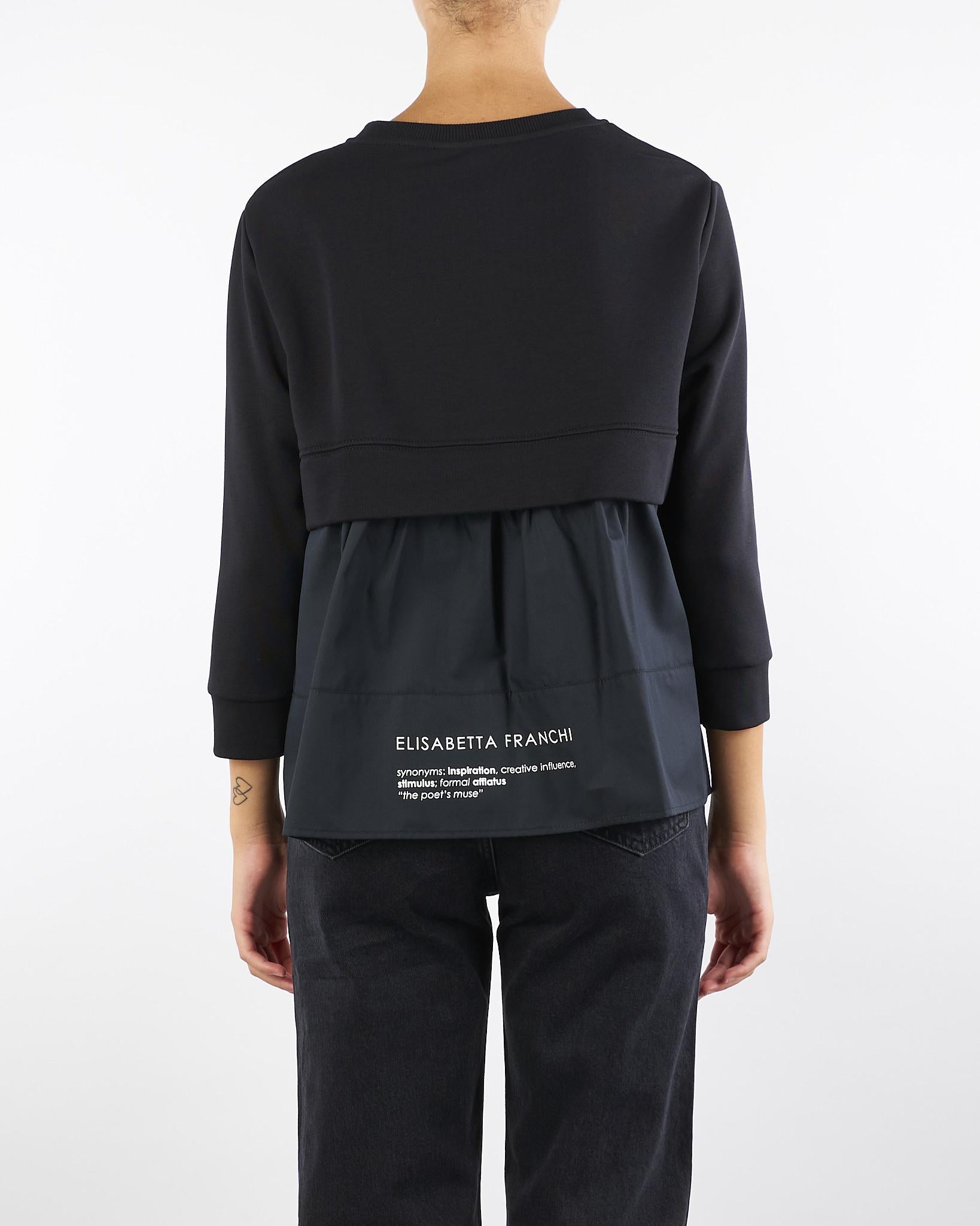 Maglia Nero in felpa con dettagli in popeline MD00656E2 110 ELISABETTA FRANCHI 