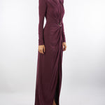 Abito Merlot Red Carpet in jersey cupro con drappeggi ABR0656E2 EA4 ELISABETTA FRANCHI 