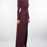 Abito Merlot Red Carpet in jersey cupro con drappeggi ABR0656E2 EA4 ELISABETTA FRANCHI 