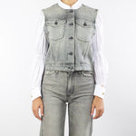Gilet in Denim Grigio con Glitter DF5052 90 VICOLO 