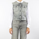 Gilet in Denim Grigio con Glitter DF5052 90 VICOLO 