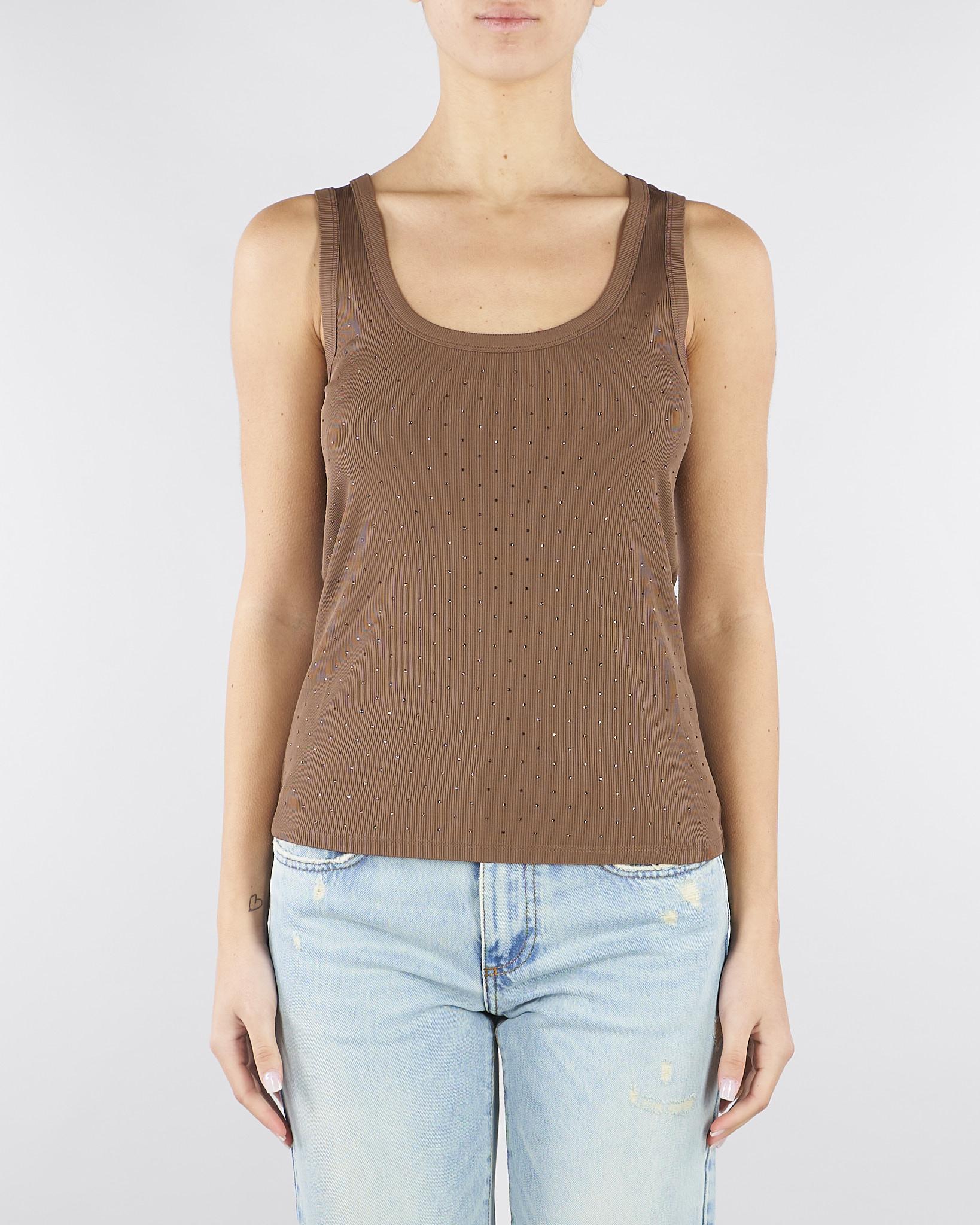 Top Nocciola in jersey lucido con strass all over MLMORATABLING 1 MARELLA 