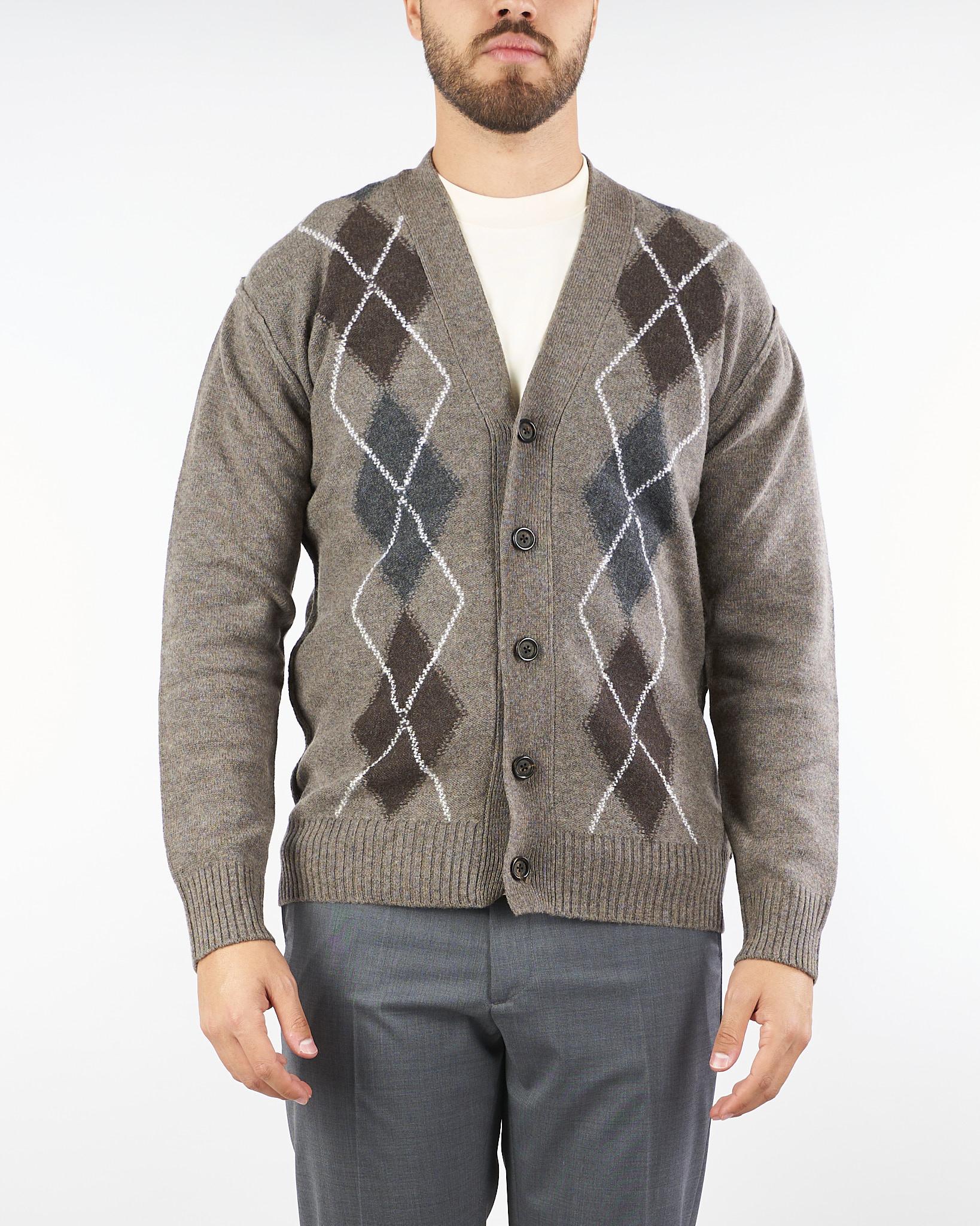 Cardigan Tortora con motivo Rombi A056F002 U281 PAOLO PECORA 