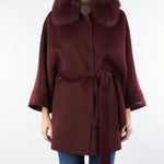 Cappotto Bordeaux in pura lana e cashmere con inserti in vera pelliccia AL407 85 ATELIER LEGORA 