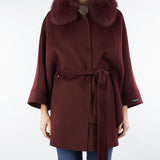 Cappotto Bordeaux in pura lana e cashmere con inserti in vera pelliccia AL407 85 ATELIER LEGORA 