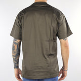 T-shirt Verde in cotone mercerizzato con ricamo rosa sul petto