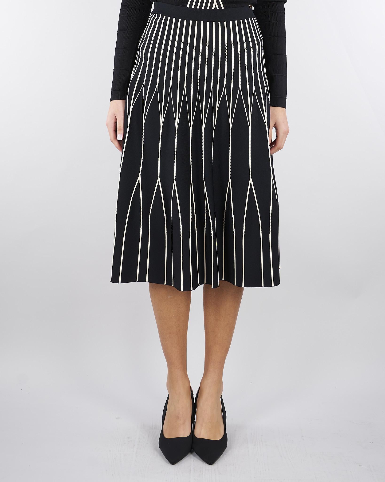 Gonna Nero-Burro in maglia bicolore GK31S62E2 685 ELISABETTA FRANCHI 