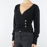 Maglia Nero in misto cachemire con bottoni gioiello MK32S57E2 110 ELISABETTA FRANCHI 