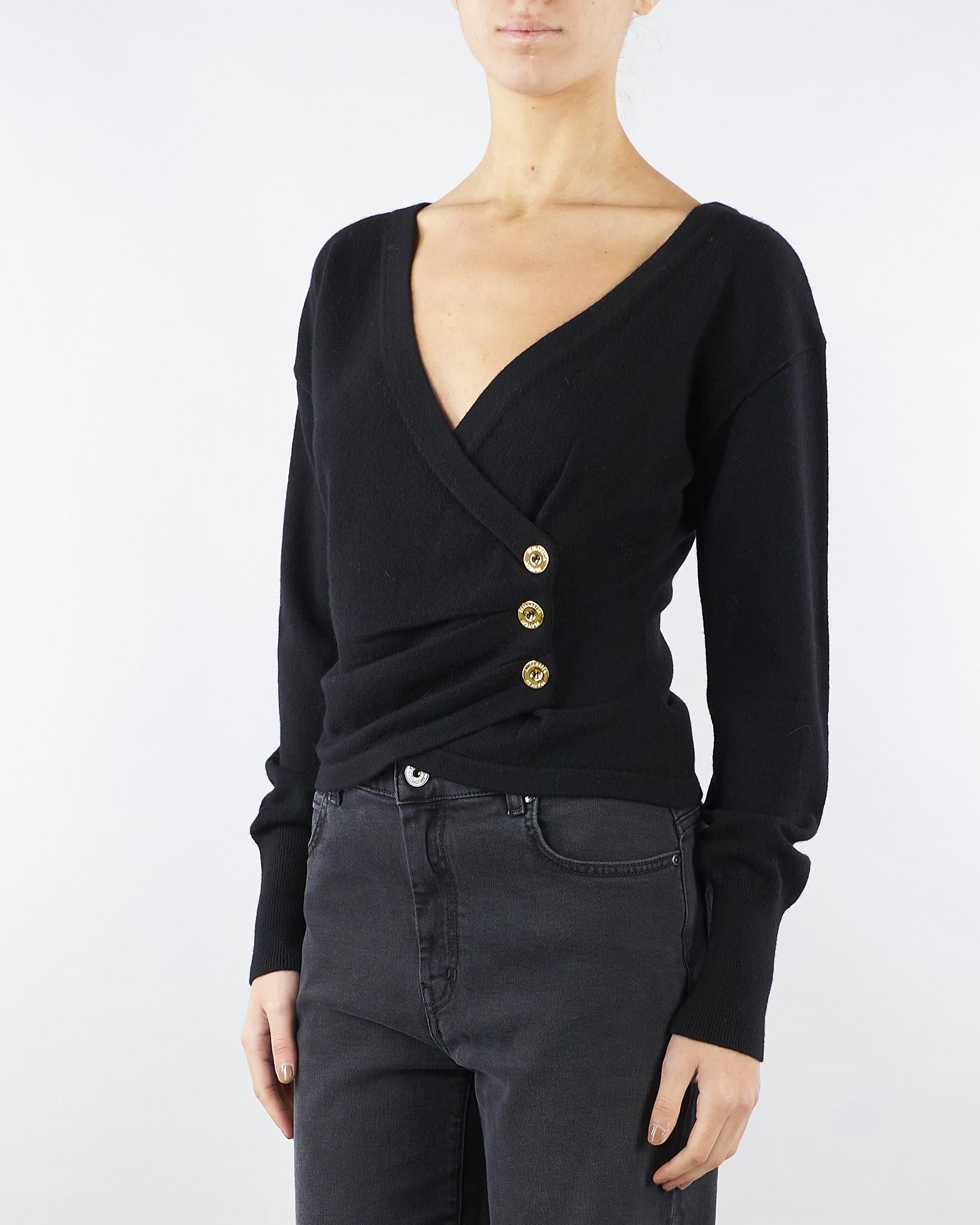 Maglia Nero in misto cachemire con bottoni gioiello MK32S57E2 110 ELISABETTA FRANCHI 