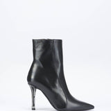 Stivaletto in pelle con tacco silver Wo Milano