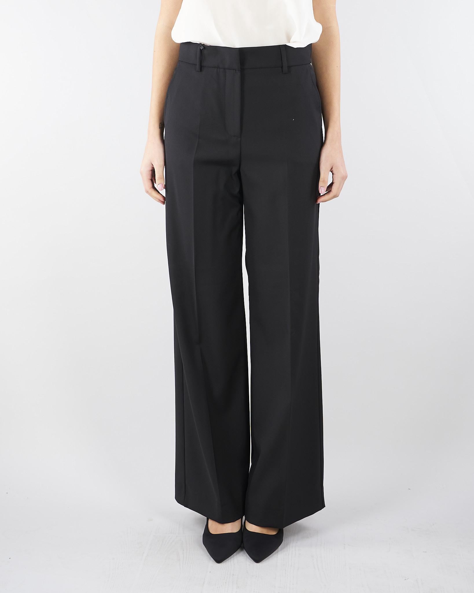 Pantalone palazzo Nero in tela di lana WKDVISIVO 2 MAX MARA WEEKEND 
