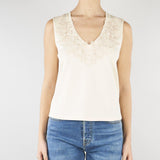 Top Crema in jersey con pizzo RA6152J5003 21406 BLUGIRL 