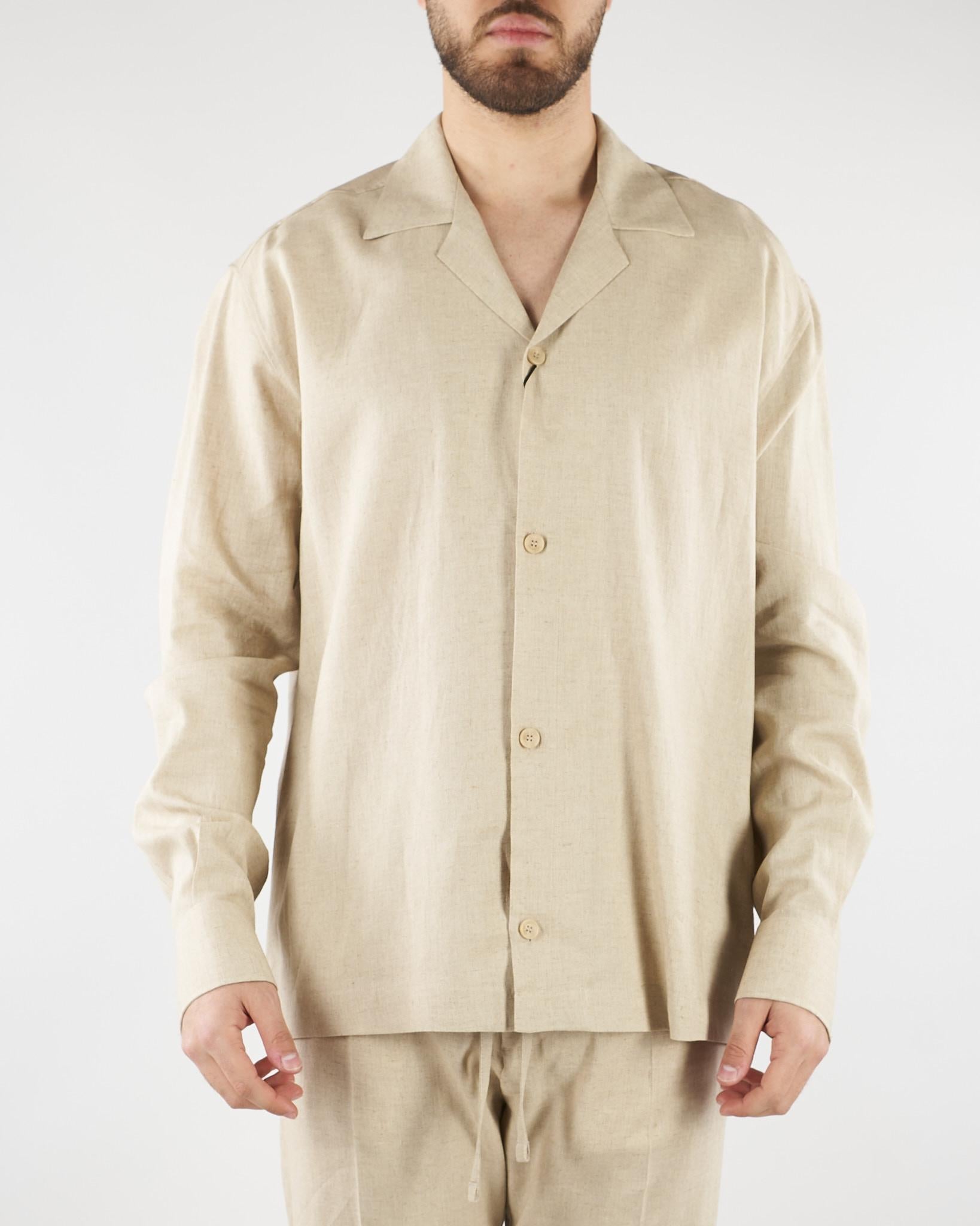 Camicia Beige in lino CA3638 25 I'M BRIAN 