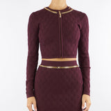 Cardigan Merlot in maglia a rombi con dettaglio gioiello MK29B56E2 EA4 ELISABETTA FRANCHI 