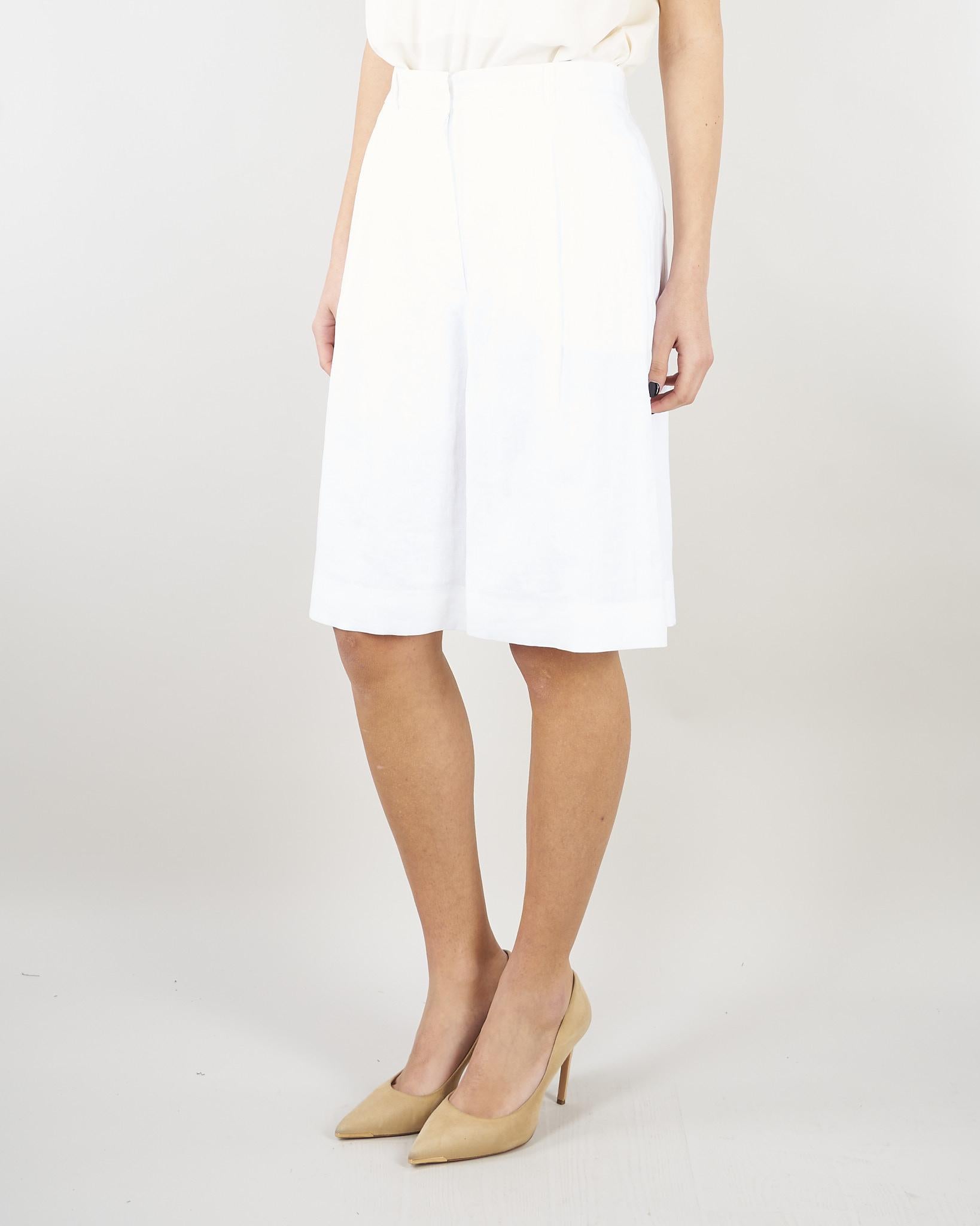 Bermuda Bianco lungo in tela di lino MSTCARAVAN 2 MAX MARA STUDIO 