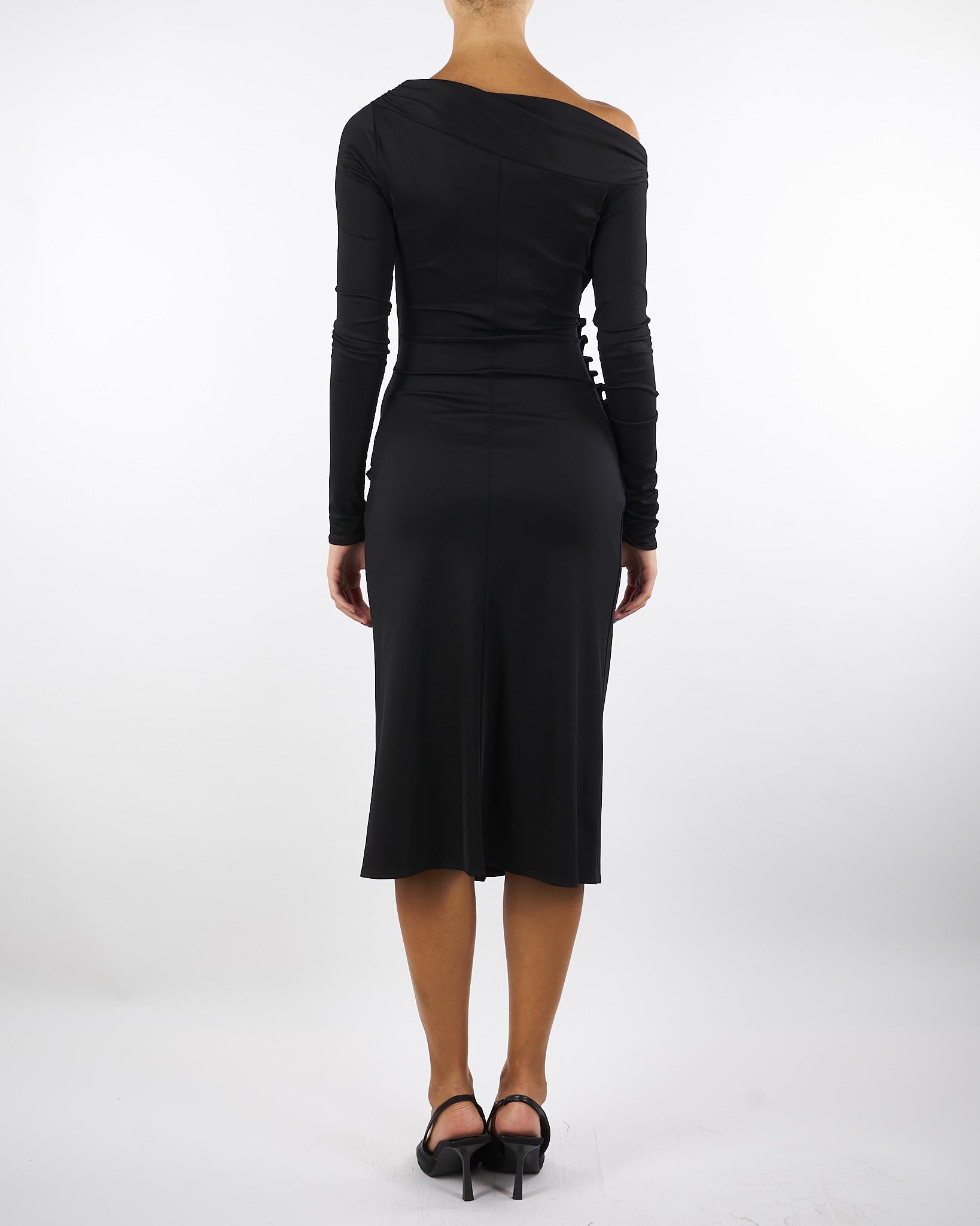 Abito Nero in jersey con bottoni gioiello AB82257E2 110 ELISABETTA FRANCHI 