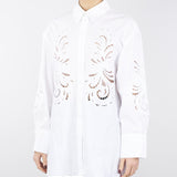 Camicia oversize in popeline con ricamo